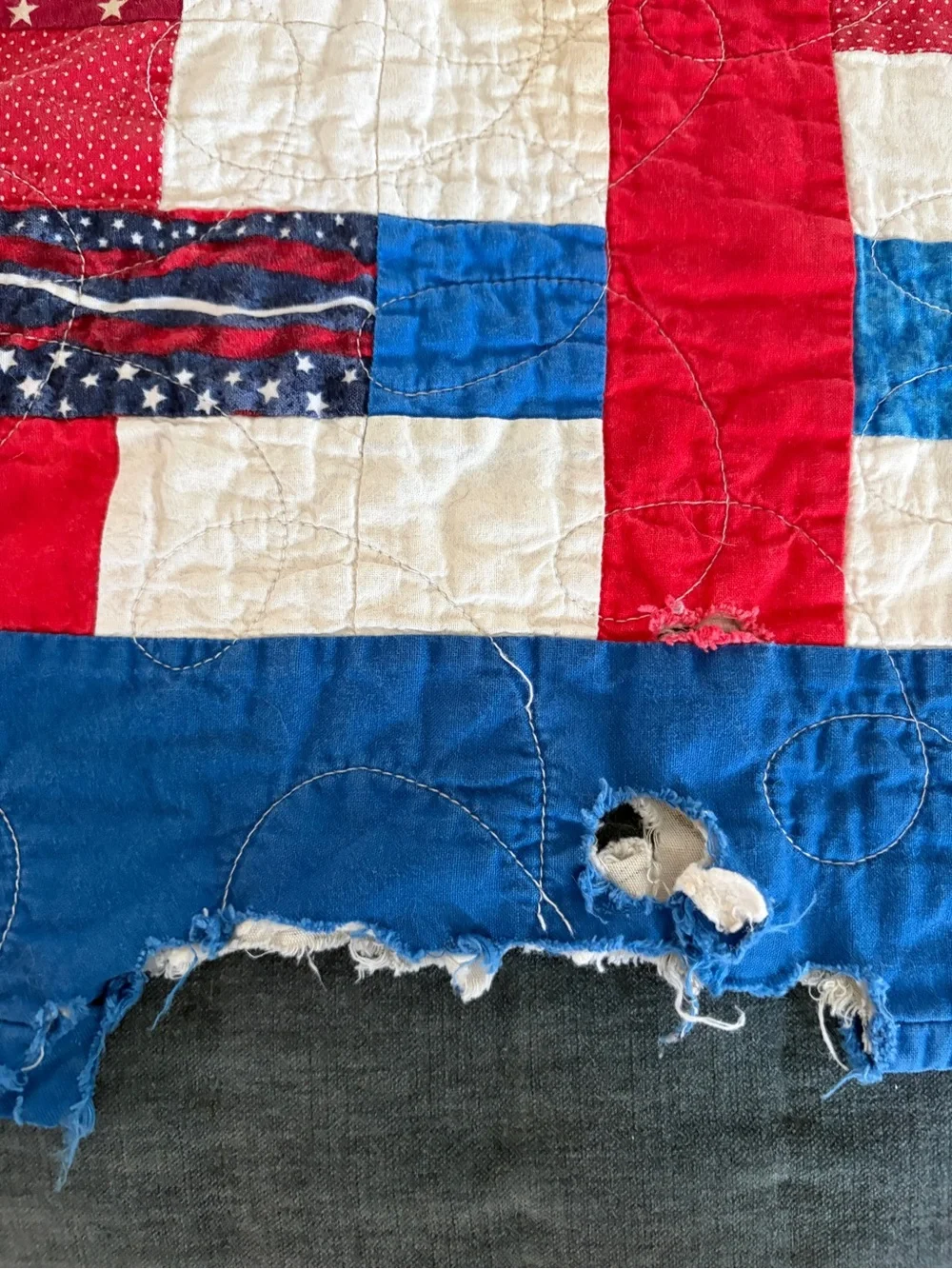 Handmade Patriotic American Quilt Twin 79x62 Quilt of Valor - Cutter